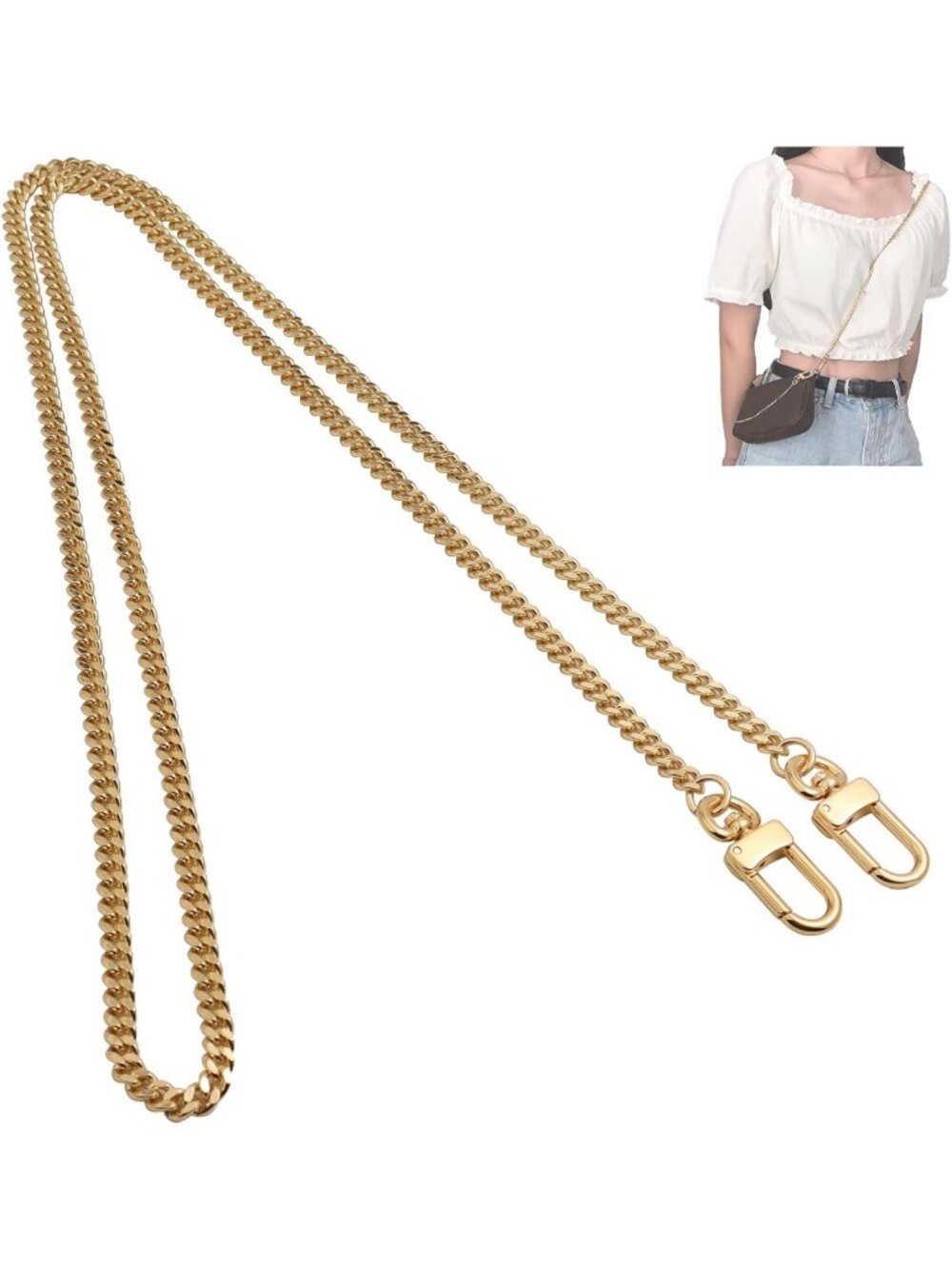 Stylish Gold Chain Strap for Handbag Replacement, Crossbody Shoulder Purse